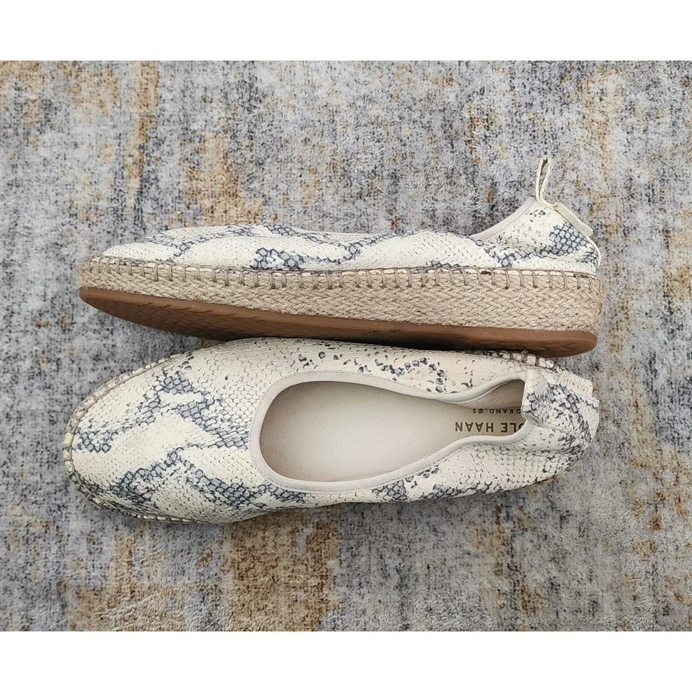 Cole Haan Women's Grand.Os Cloudfeel Espadrille Ivory Grey Snakeskin Size 9.5 B